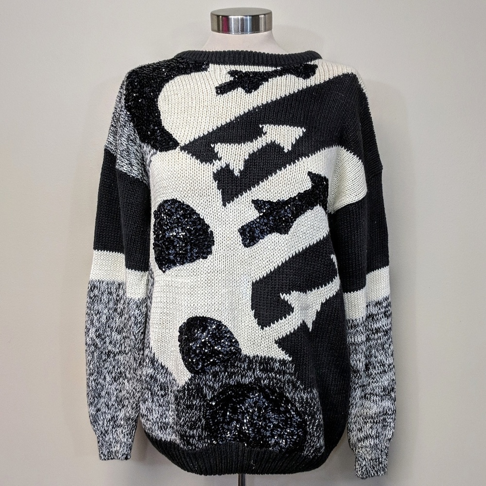 Vintage 80's Organically Grown Sequined Graphic Sweater